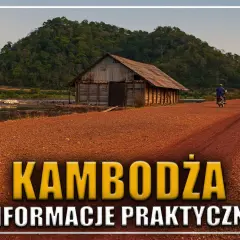 Krajobraz Kambodży z chatą i drogą. Informacje praktyczne o wizie kambodża.