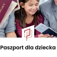 Rodzina z paszportem dla dziecka, gotowa na podróż.