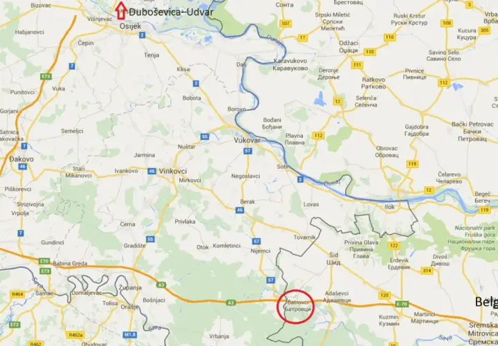 Mapa pokazuje drogę do Batrovci, gdzie można przekroczyć granicę. Czy do Serbii potrzebny jest paszport? Sprawdź przed podróżą!