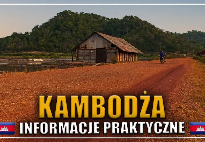Krajobraz Kambodży z chatą i drogą. Informacje praktyczne o wizie kambodża.