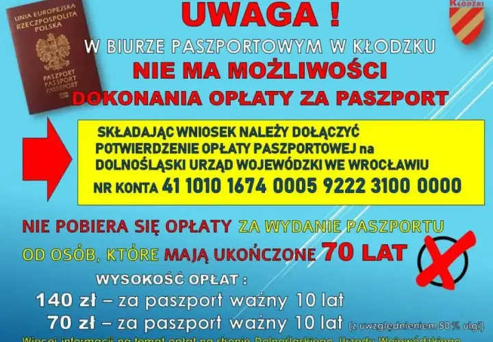 W Kłodzku nie zapłacisz za paszport. Dowiedz się, ile kosztuje paszport i gdzie dokonać opłaty.