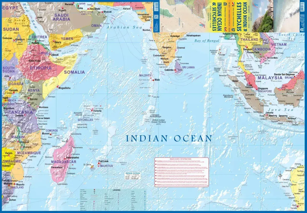 Gdzie leżą Seszele? Na mapie widać je na Oceanie Indyjskim, na wschód od Madagaskaru i na południe od Somalii.